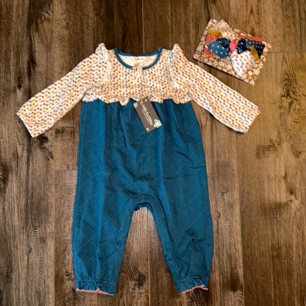 NWT MATILDA JANE BABY JUMPER AND MATCHING BOW SZ 12-18m